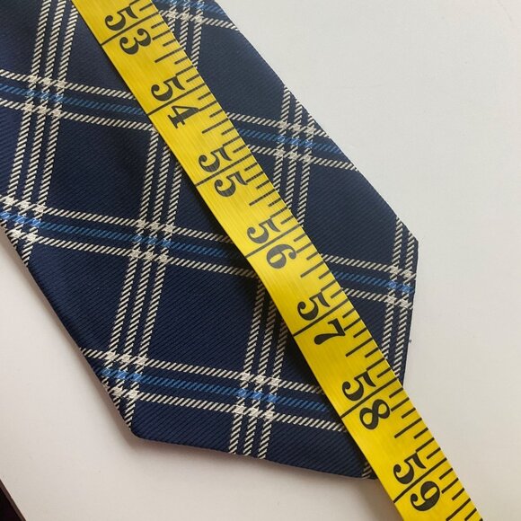 Lauren Ralph Lauren Blue Plaid Silk Tie Made In USA Classic Old Money Preppy - Picture 6 of 7